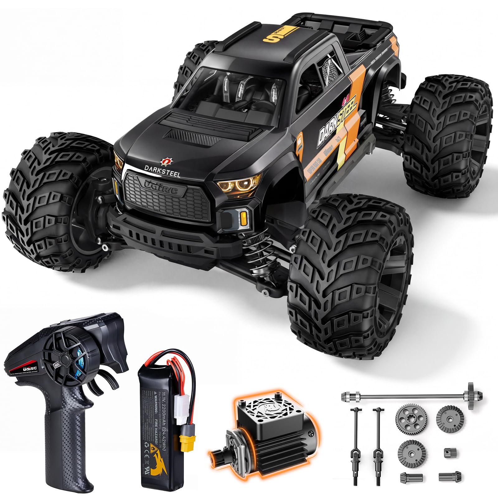 UD1610S 1/16 4X4 RC Monster Truck, RTR, 2S-3S Battery Compatible, 4700KV Brushless Motor #battery_1× 3s lipo (11.1v) battery included