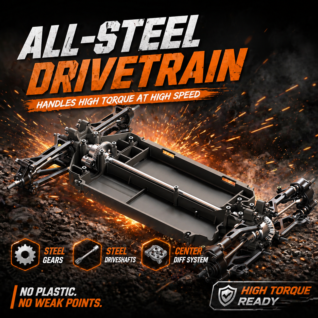 UDIRC SIERRA UD1203PRO 1/12 4WD Brushless RC Truck, 80KM/H High-Speed Off-Road Short Course Car with Gyro Stabilization (Battery & Charger Not Included)