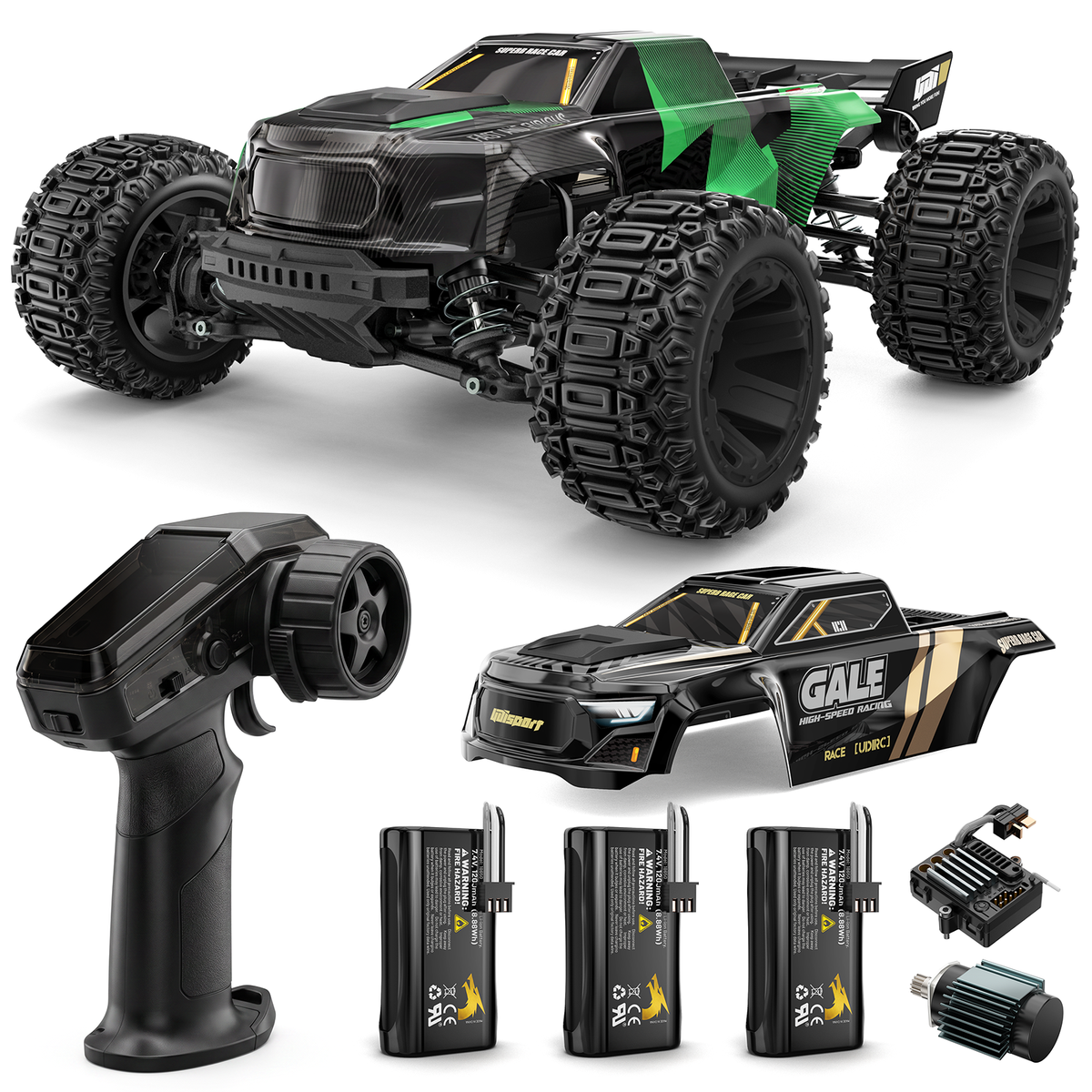 UDIRC UD1401 1/14 Brushless 4WD RC Truck with 3 Batteries & 2 Body Shells