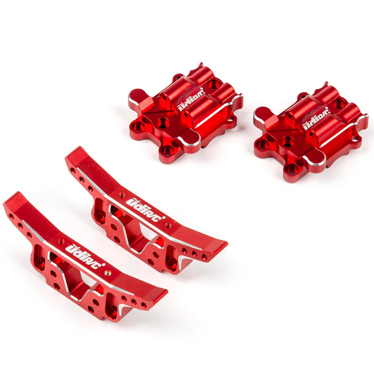 UDIRC 7075 Aluminum Alloy Upgrade Set, 2 Diff Covers & 2 Shock Towers, Upgrade Parts for for UD1610S UD1610PRO UD1611 UD1203 UD1203PRO UD1204 UD1204PRO, Red