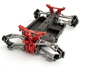 UDIRC 7075 Aluminum Alloy Upgrade Kit, A-Arms, Wheel Hub, Diff Covers & Shock Towers, for UD1610S UD1610PRO UD1611, Red and Titanium Color Combo