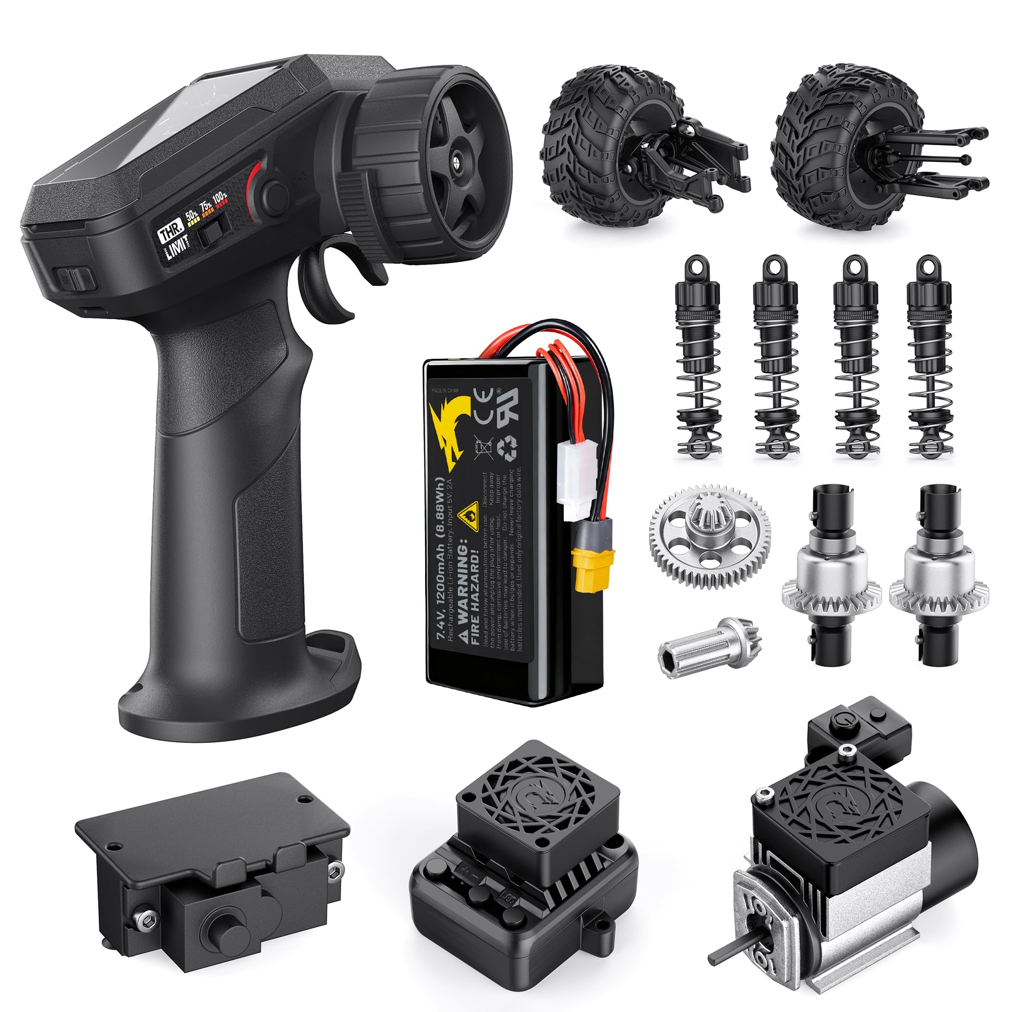 UDIRC 31 MPH RC Upgrade Kit for UD1611 RC Car, with 2845 3800KV Brushless Motor 45A ESC 2S LiPo Battery and 4CH Radio Pre Assembled for Fast Installation