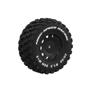 UDIRC Black Rubber Tire & Wheel Set for UD1203/UD1203PRO RC Cars, Left 1PCS & Right 1PCS, OEM Replacement Parts P12-106