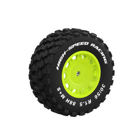 UDIRC Green Rubber Tire & Wheel Set for UD1203/UD1203PRO RC Cars, Left 1PCS & Right 1PCS, OEM Replacement Parts P12-106A
