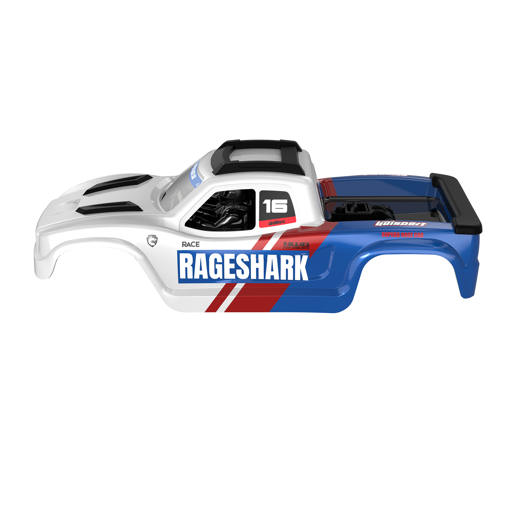 UDIRC PVC RC Body Shell White Blue for UD1611 (Part No. P16-040A) - 1 Pc