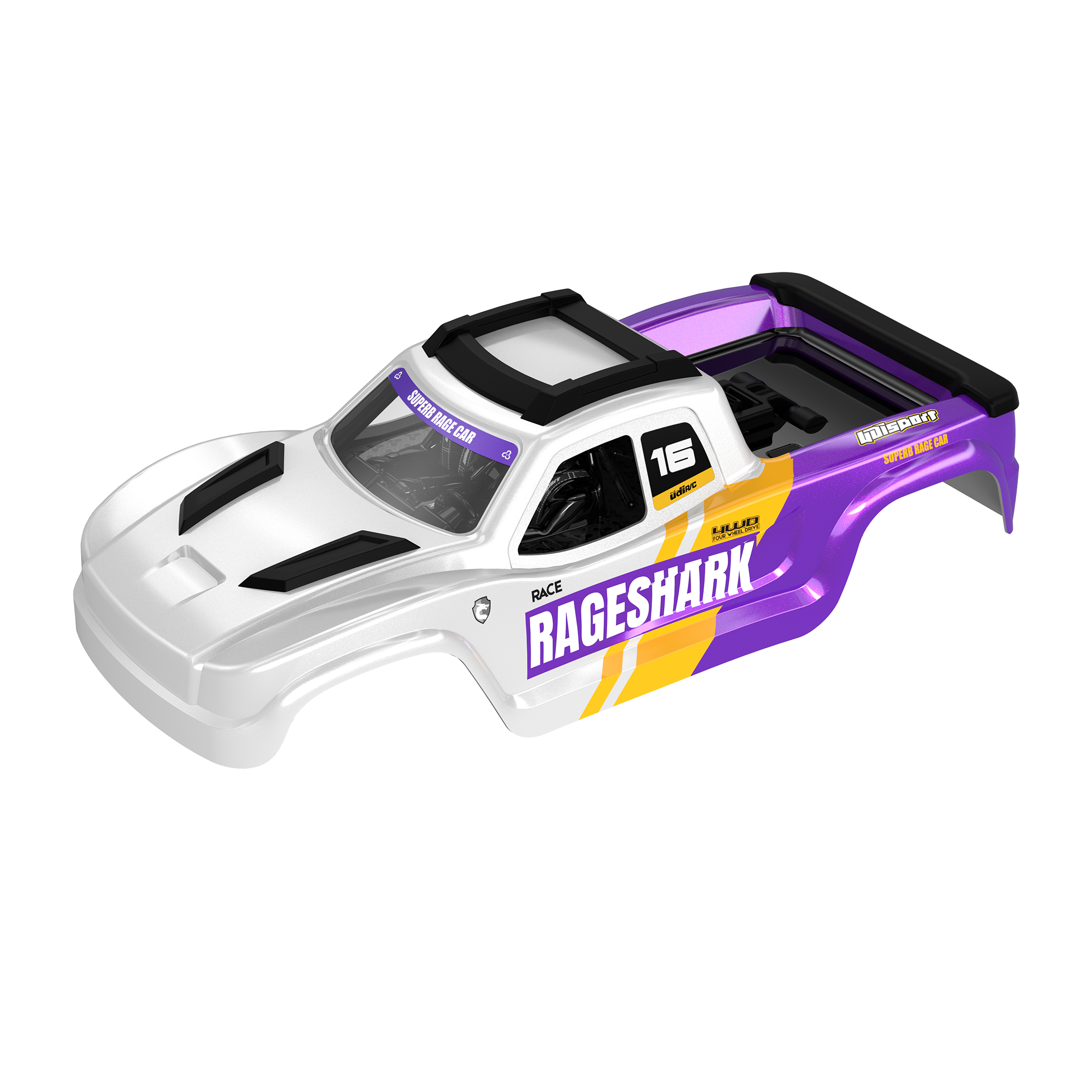 UDIRC PVC RC Body Shell Yellow Purple for UD1611 (Part No. P16-040B) - 1 Pc