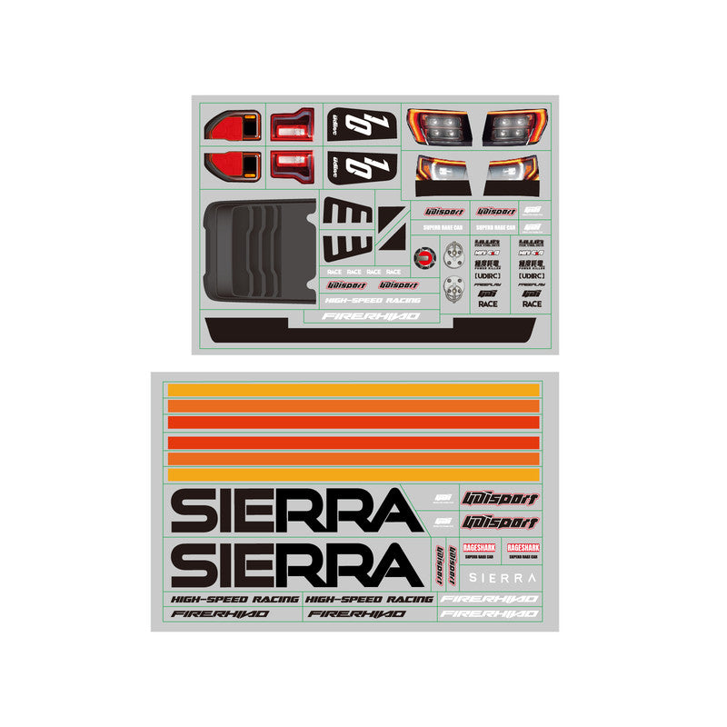 RC Car Decal Sheet for UD1002P, 1PC (Part No. P10-088)